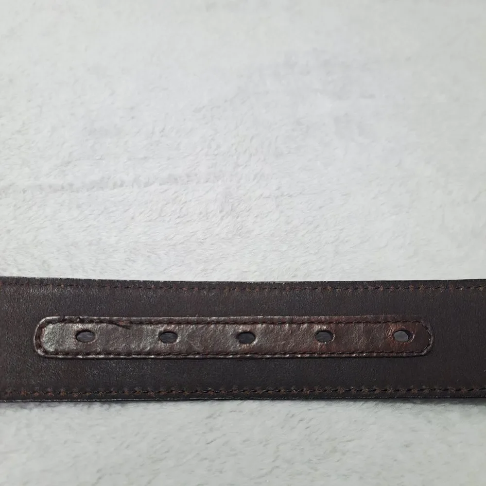 NOCONA Brown Leather Belt 44 Floral Embossed Conchos & Buckle Western Rodeo